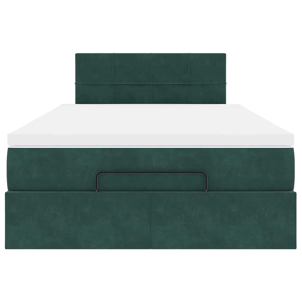 Cadre de lit ottoman avec matelas vert foncé 120x200 cm velours