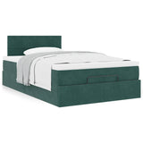 Cadre de lit ottoman avec matelas vert foncé 120x200 cm velours