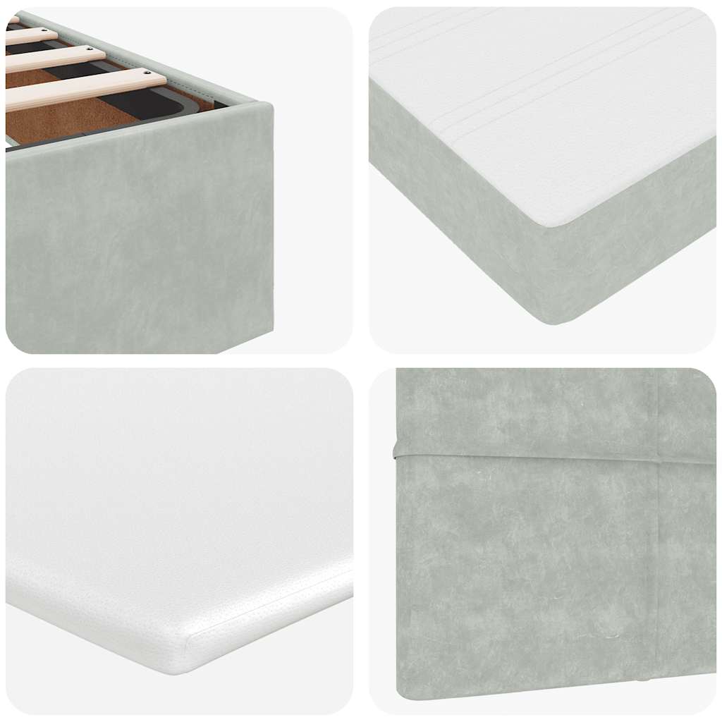 Cadre de lit ottoman et matelas gris clair 140x190 velours