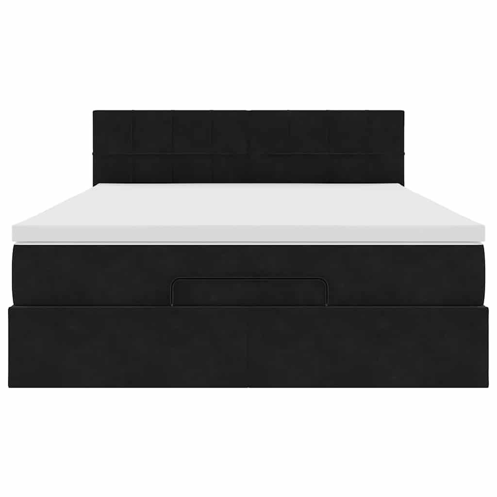 Cadre de lit ottoman avec matelas noir 140x190 cm velours