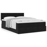 Cadre de lit ottoman avec matelas noir 140x190 cm velours