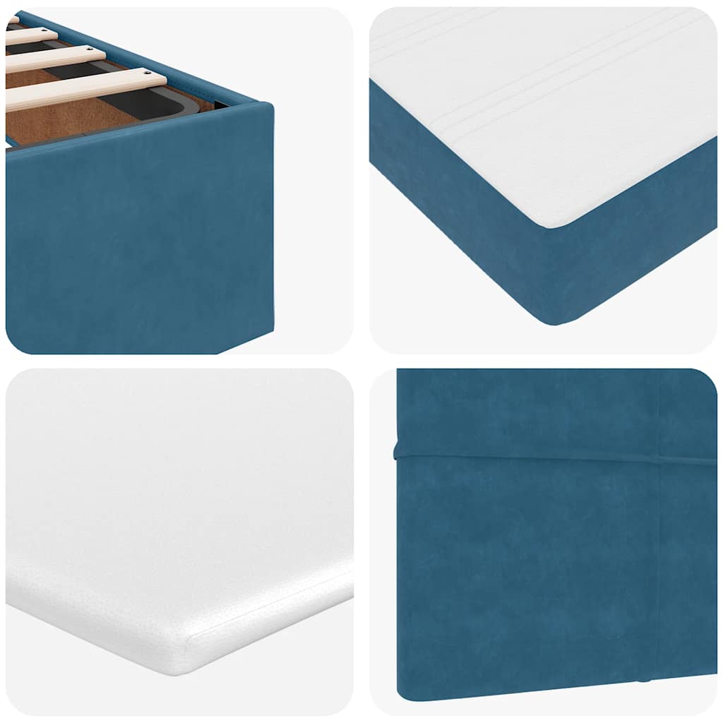 Cadre de lit ottoman avec matelas bleu foncé 140x190 cm velours