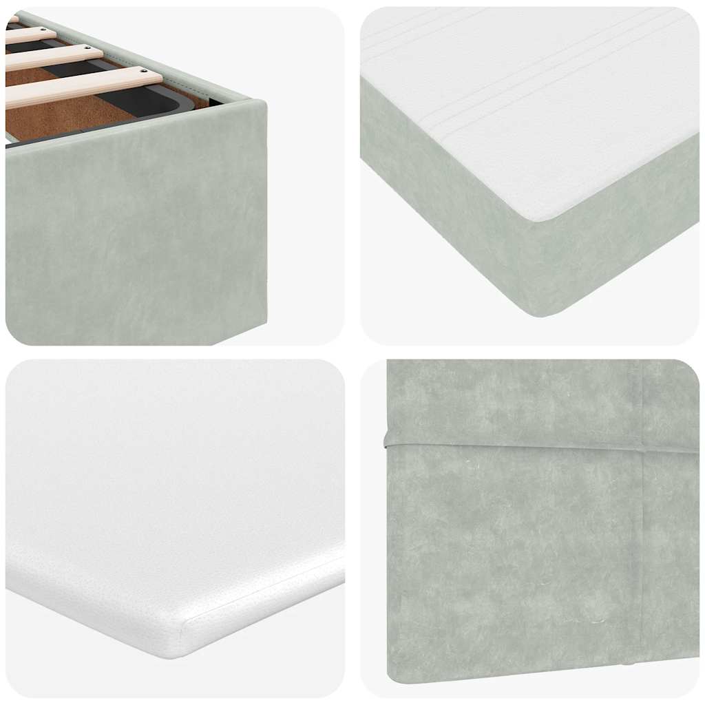 Cadre de lit ottoman avec matelas gris clair 140x200 cm velours