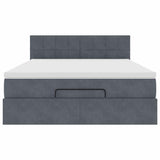 Cadre de lit ottoman avec matelas gris foncé 140x200 cm velours