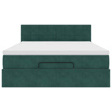 Cadre de lit ottoman avec matelas vert foncé 140x200 cm velours