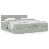 Cadre de lit ottoman avec matelas gris clair 160x200 cm velours