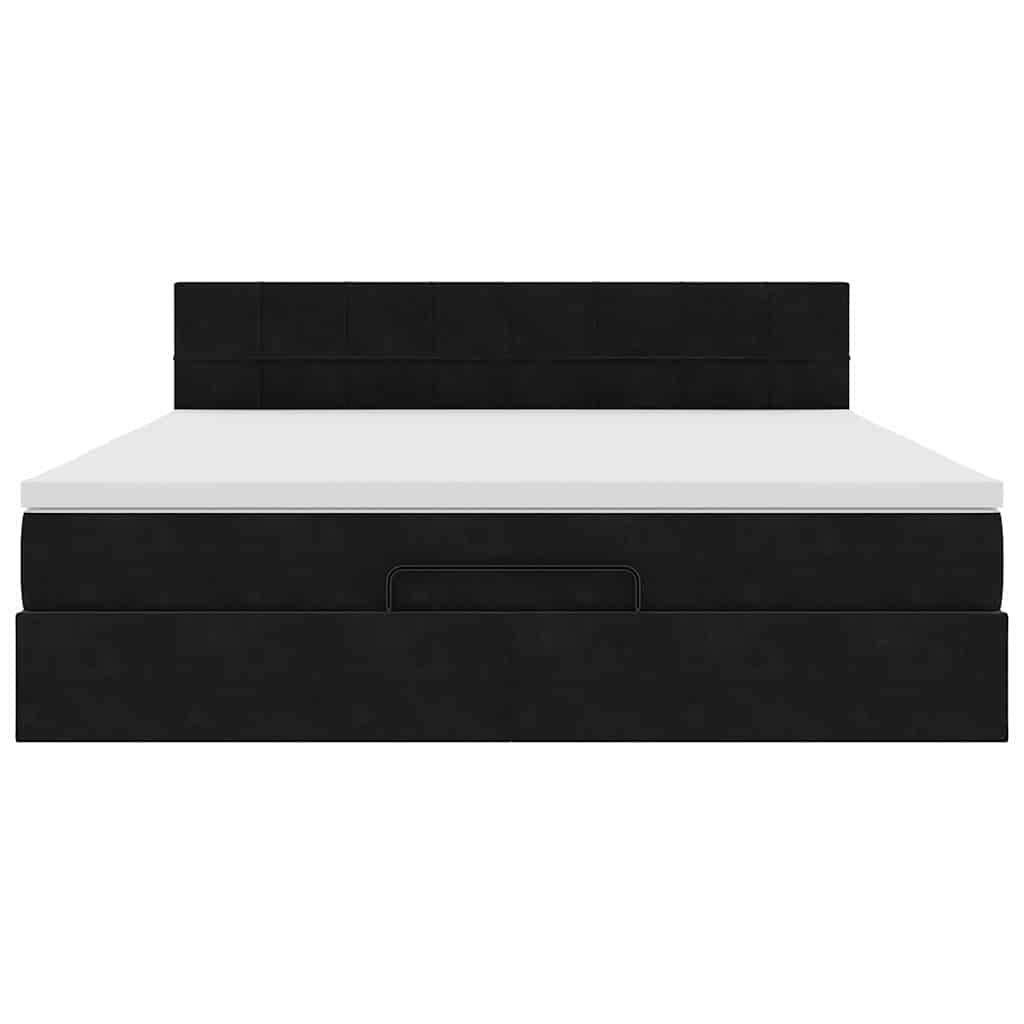 Cadre de lit ottoman avec matelas noir 160x200 cm velours