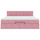 Cadre de lit ottoman avec matelas rose 160x200 cm velours