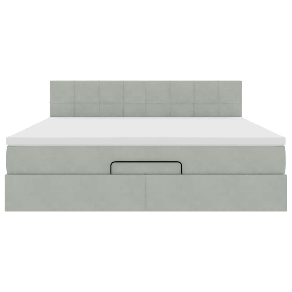 Cadre de lit ottoman avec matelas gris clair 180x200 cm velours