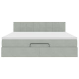 Cadre de lit ottoman avec matelas gris clair 180x200 cm velours