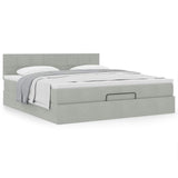 Cadre de lit ottoman avec matelas gris clair 180x200 cm velours