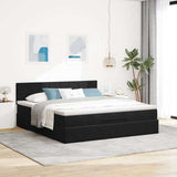 Cadre de lit ottoman avec matelas noir 180x200 cm velours