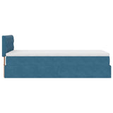 Cadre de lit ottoman avec matelas bleu foncé 90x190 cm velours