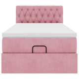 Cadre de lit ottoman avec matelas rose 90x190 cm velours