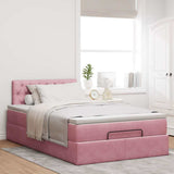 Lit ottoman avec matelas rose 120x190 cm velours