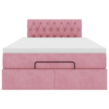 Lit ottoman avec matelas rose 120x190 cm velours