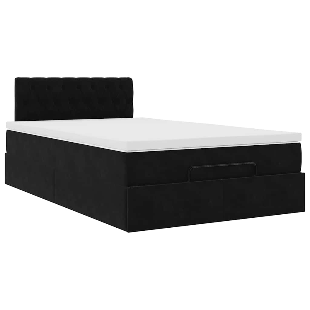 Ottoman bed frame with black mattress 120x200 cm velvet