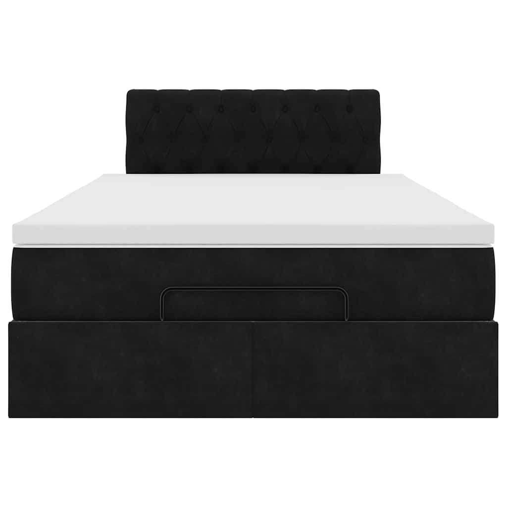 Cadre de lit ottoman avec matelas noir 120x200 cm velours