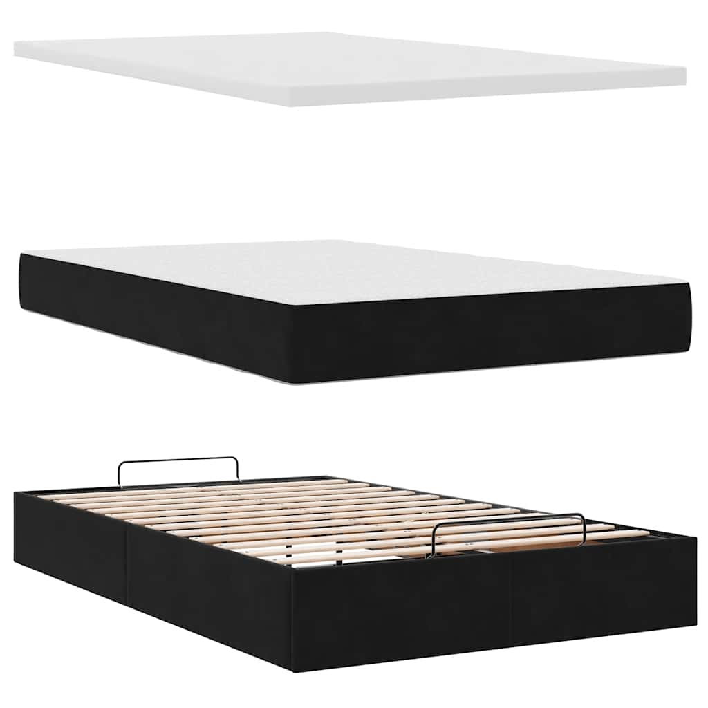 Ottoman bed frame with black mattress 120x200 cm velvet