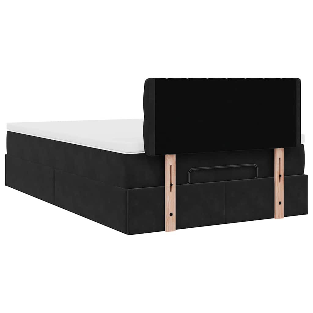 Ottoman bed frame with black mattress 120x200 cm velvet