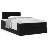 Ottoman bed frame with black mattress 120x200 cm velvet