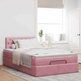 Cadre de lit ottoman avec matelas rose 120x200 cm velours