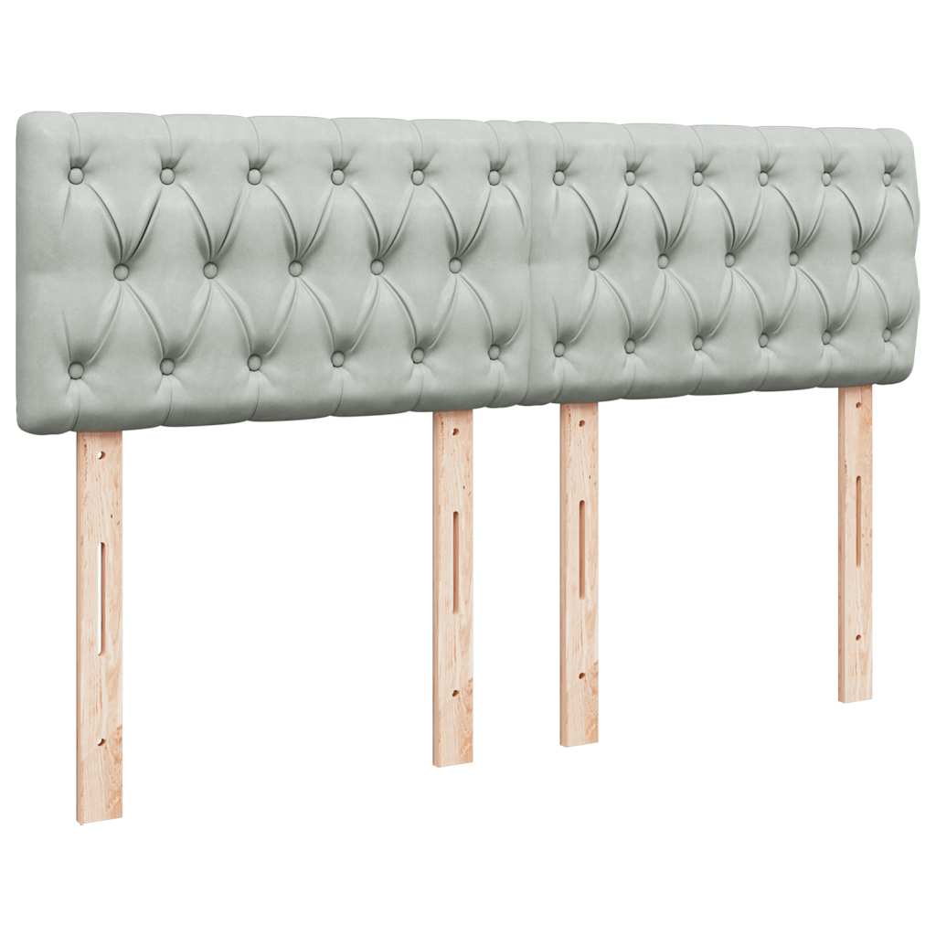 Cadre de lit ottoman et matelas gris clair 140x190 velours