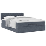 Cadre de lit ottoman avec matelas gris foncé 140x190 cm velours