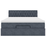 Cadre de lit ottoman avec matelas gris foncé 140x190 cm velours