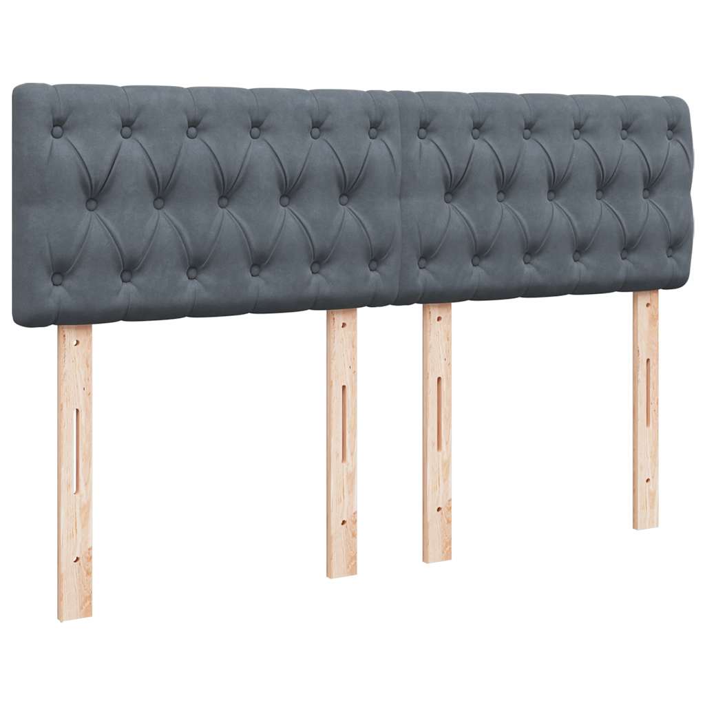 Cadre de lit ottoman avec matelas gris foncé 140x190 cm velours