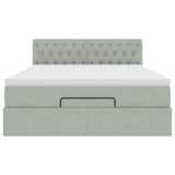 Cadre de lit ottoman avec matelas gris clair 140x200 cm velours