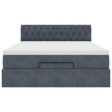 Cadre de lit ottoman avec matelas gris foncé 140x200 cm velours