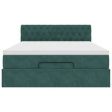 Cadre de lit ottoman avec matelas vert foncé 140x200 cm velours