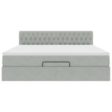 Cadre de lit ottoman avec matelas gris clair 160x200 cm velours