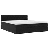 Cadre de lit ottoman avec matelas noir 160x200 cm velours