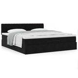 Cadre de lit ottoman avec matelas noir 160x200 cm velours