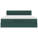 Cadre de lit ottoman avec matelas vert foncé 160x200 cm velours