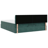 Cadre de lit ottoman avec matelas vert foncé 160x200 cm velours