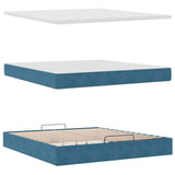 Cadre de lit ottoman avec matelas bleu foncé 160x200 cm velours