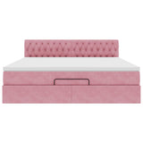 Cadre de lit ottoman avec matelas rose 160x200 cm velours