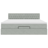 Cadre de lit ottoman avec matelas gris clair 180x200 cm velours