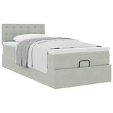 Cadre de lit ottoman et matelas gris clair 100x200 cm velours