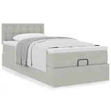 Cadre de lit ottoman et matelas gris clair 100x200 cm velours