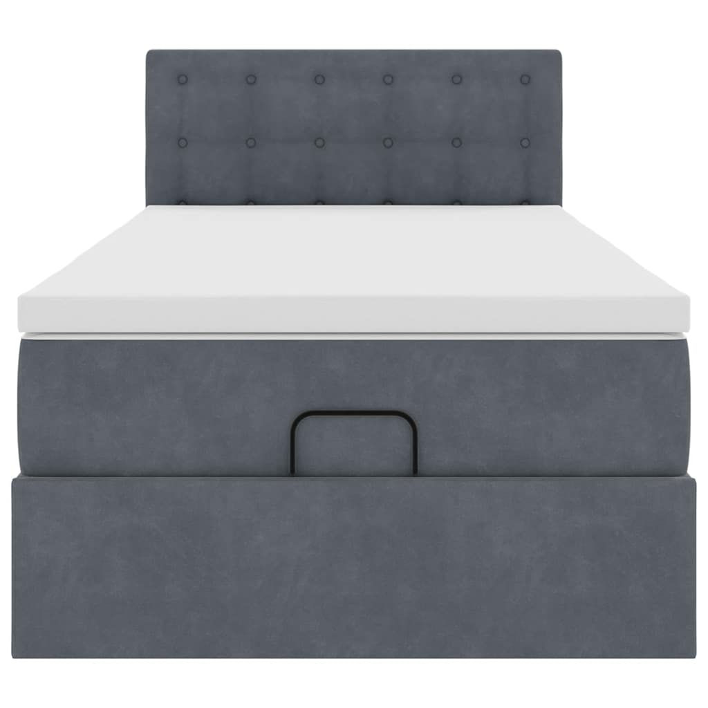 Cadre de lit ottoman avec matelas gris foncé 100x200 cm velours