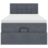 Cadre de lit ottoman avec matelas gris foncé 100x200 cm velours