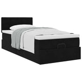 Cadre de lit ottoman avec matelas noir 100x200cm velours