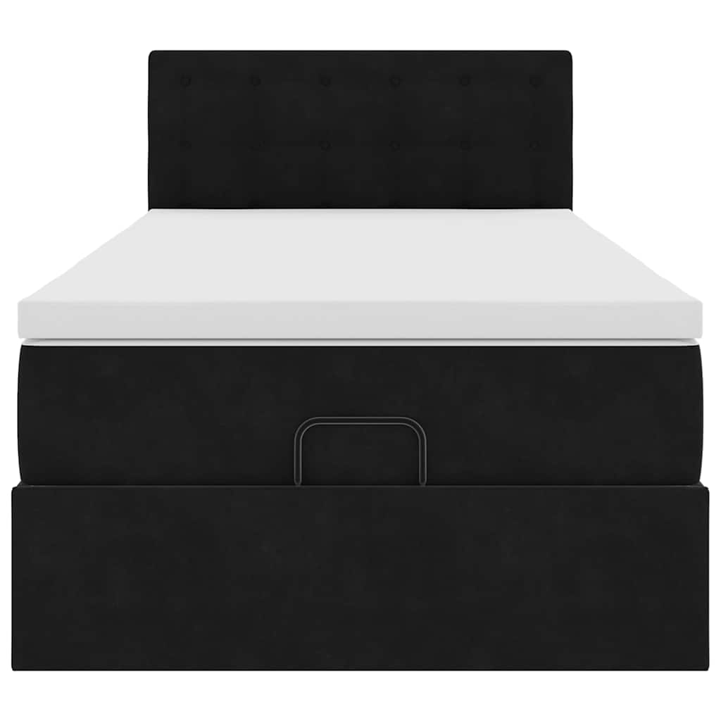 Cadre de lit ottoman avec matelas noir 100x200cm velours