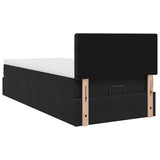 Cadre de lit ottoman avec matelas noir 100x200cm velours