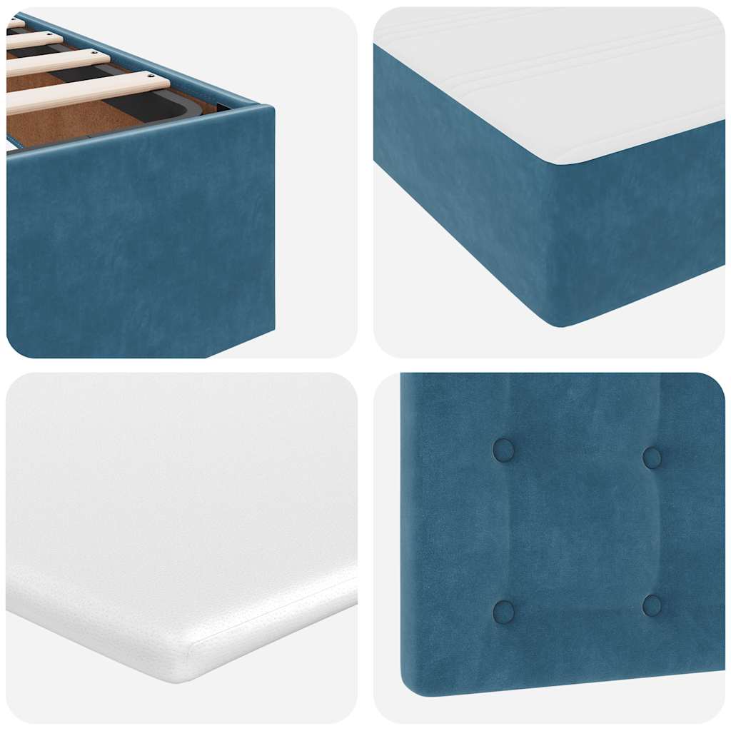 Cadre de lit ottoman avec matelas bleu foncé 100x200 cm velours