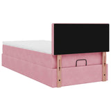 Cadre de lit ottoman avec matelas rose 100x200 cm velours